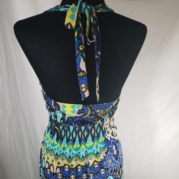 Bisou Bisou Multicolored Back Out Maxi Dress Sz 8 - Picture 7 of 9